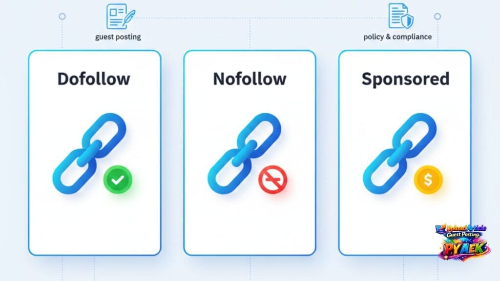 dofollow vs nofollow vs sponsored links